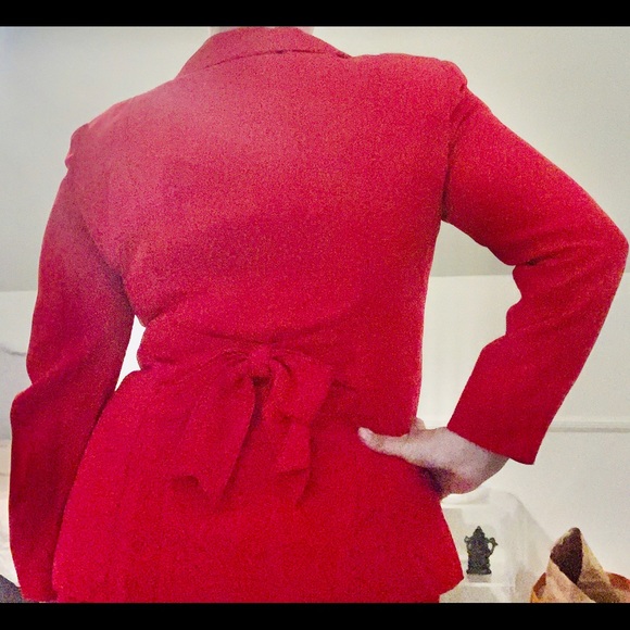 MOSCHINO Vintage Red Jacket w Bow Detail - Picture 6 of 9